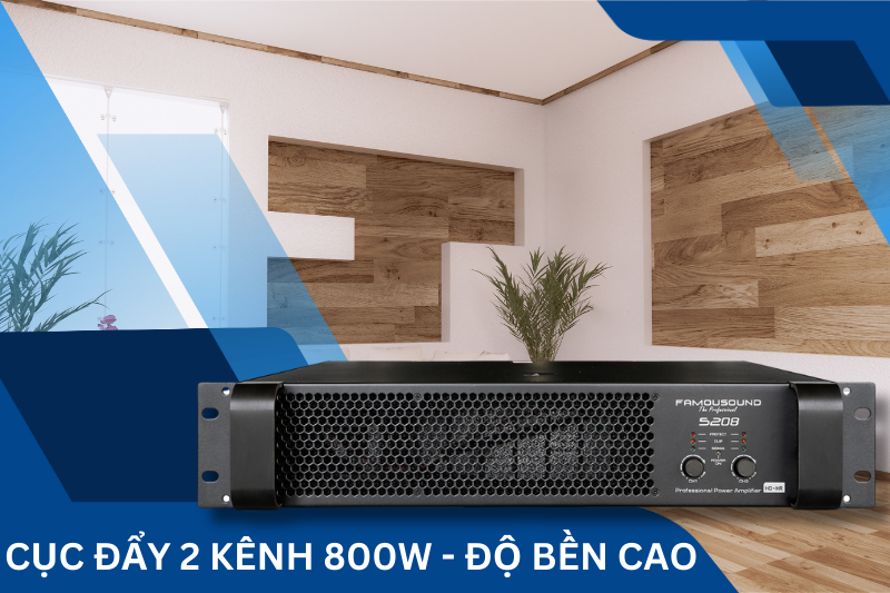 Cục đẩy 2 kênh 800W có độ bền cao 