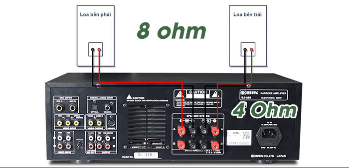 Amply 4 ohm đánh loa 8 ohm là phù hợp nhất