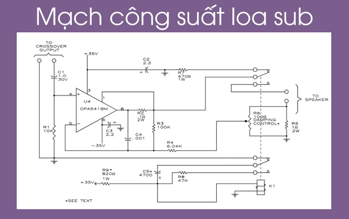 Sơ đồ mạch công suất cho loa sub