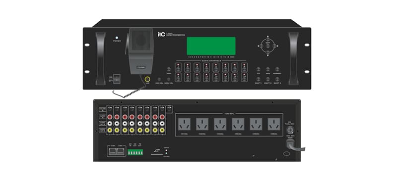 Bộ hẹn phân vùng ITC T-6600 tích hợp ma trận âm thanh với 8 kênh đầu vào, 16 kênh đầu ra